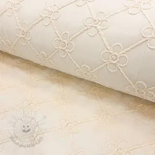 Prešívaná látka Flower design offwhite