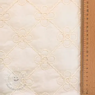 Prešívaná látka Flower design offwhite