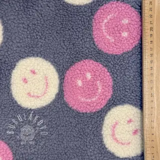 Kabátovina TEDDY JACQUARD Happy faces jeans