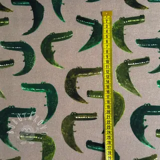 Teplákovina Crocodile taupe digital print