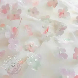 Tyl na TUTU RETRO Flowers lavender