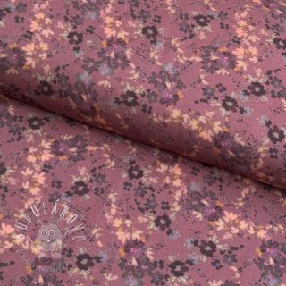 Viskóza ROSELLA STRETCH Tossed flowers rosewood digital print