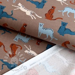 Teplákovina počesaná SOFT Leopard taupe ORGANIC