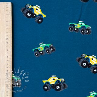 Teplákovina počesaná SOFT Monstertruck indigo