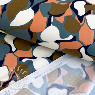 Teplákovina počesaná SOFT Abstract nutmeg