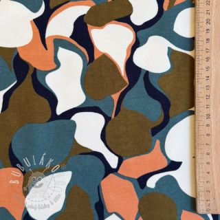 Teplákovina počesaná SOFT Abstract nutmeg