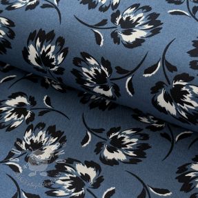 Viskóza ROSELLA STRETCH Flowers blue