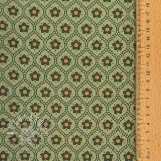 Bavlnená látka Flowers moss green