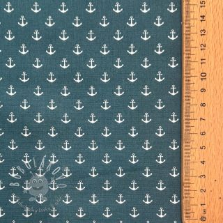 Bavlnená látka Petit anchors petrol