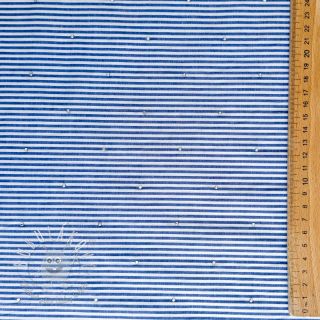 Bavlnená látka YARN DYED Stripes with studs blue