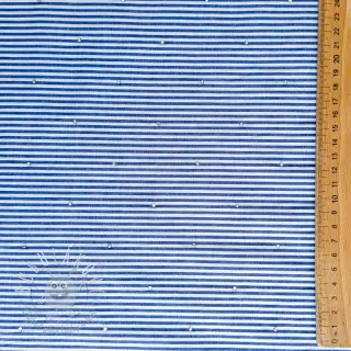 Bavlnená látka YARN DYED Stripes with studs blue