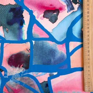 Bavlnená látka SATIN Resonate blue digital print