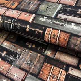 Dekoračná látka Suitcases grey digital print