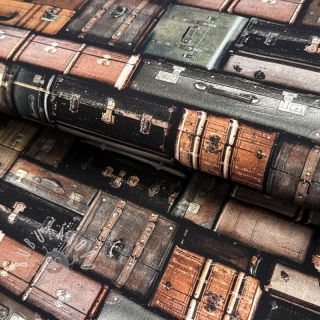 Dekoračná látka Suitcases grey digital print