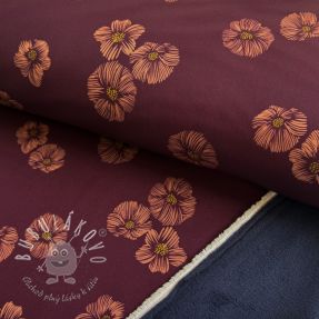 Softshell zimný Flowers aubergine digital print
