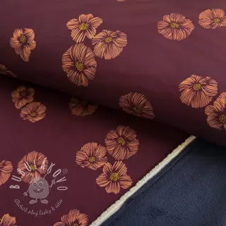 Softshell zimný Flowers aubergine digital print