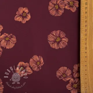 Softshell zimný Flowers aubergine digital print