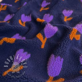Kabátovina TEDDY JACQUARD Tulips navy