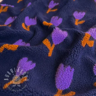Kabátovina TEDDY JACQUARD Tulips navy