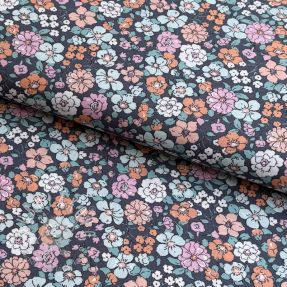 Bavlnená látka Flowers navy ORGANIC