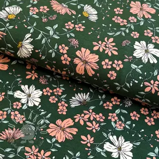 Úplet Flowers dark green