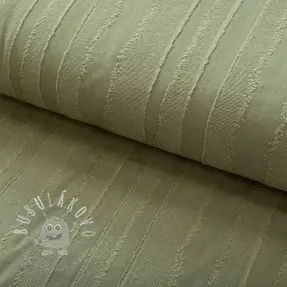 Bavlnená látka JACQUARD Stripes army green