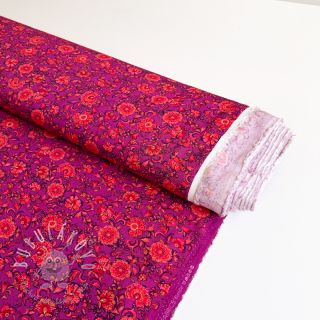 Viskóza POPLIN STRETCH Flowers fuchsia digital print
