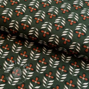 Dekoračná látka Flowers old green