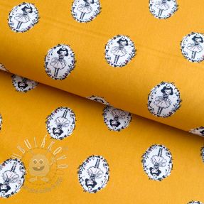 Bavlnená látka Arlequeen medailon ochre