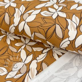 Teplákovina Big flowers ochre digital print