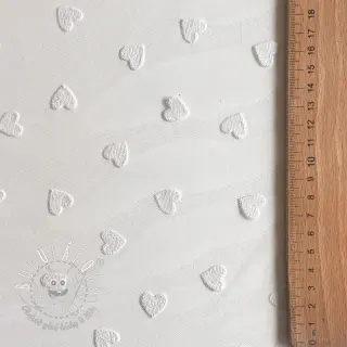 Tyl na TUTU Flock shiny hearts offwhite