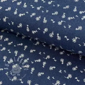 JEANS STRETCH Small retro flowers dark jeans