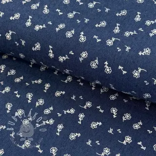 JEANS STRETCH Small retro flowers dark jeans