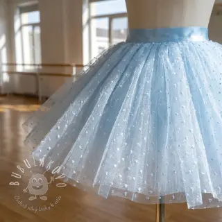 Tyl na TUTU DOTS light blue