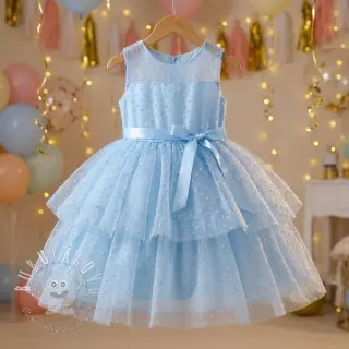 Tyl na TUTU DOTS light blue