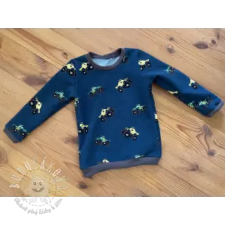 Teplákovina počesaná SOFT Monstertruck indigo