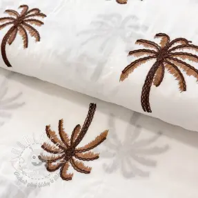 Bavlnená látka VOILE EMBROIDERY Palm brown