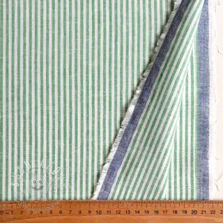 Ľan s bavlnou Stripe dark green
