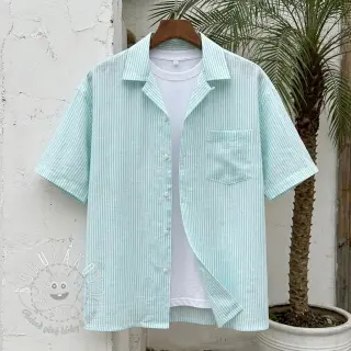 Ľan s bavlnou Stripe mint