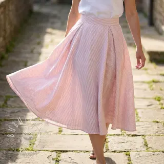 Ľan s bavlnou Stripe rose
