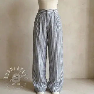 Ľan s bavlnou Stripe navy