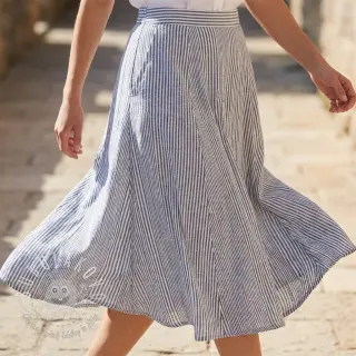Ľan s bavlnou Stripe navy
