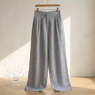 Ľan s bavlnou Stripe navy
