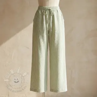 Ľan s bavlnou Stripe green