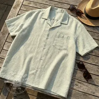 Ľan s bavlnou Stripe green