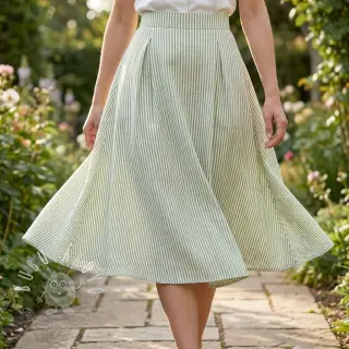 Ľan s bavlnou Stripe green