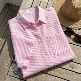 Ľan s bavlnou Stripe fuchsia