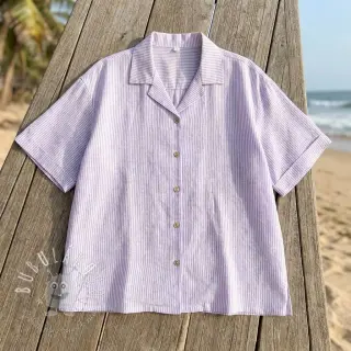 Ľan s bavlnou Stripe purple