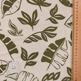 Dekoračná látka Linenlook Leaves army green
