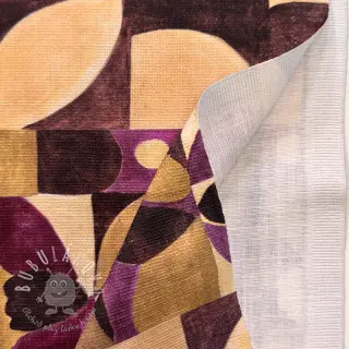 Dekoračná látka SLUB Abstract flowie aubergine digital print